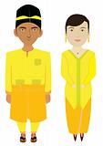 Malaysia Traditional Costume in Vector