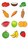 Fruits and Vegetables in vector