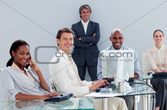 Portrait of a multi-ethnic business team at work