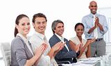 Assertive business people clapping a good presentation 