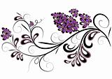 Decorative branch with lilac flowers