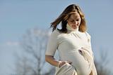 happy young pregnant woman outdoor
