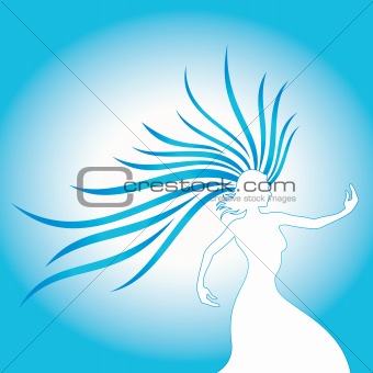 girl silhouette vector blue wallpaper