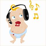 Cute Baby Listening to some music.