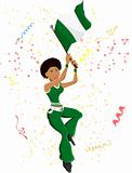 Black Girl Nigeria Soccer Fan with flag.