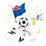 New Zealand Soccer Fan with Ball Head.