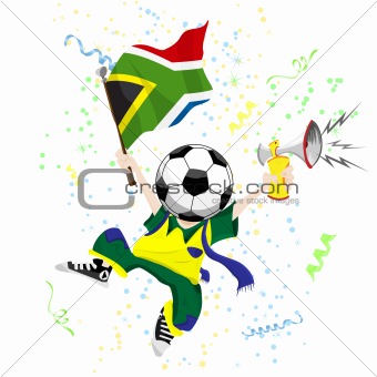 South Africa Soccer Fan with Ball Head.