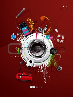 dirty abstract grunge background, loudspeaker