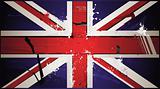 The British flag is drawn with paint, grunge