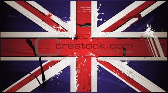 The British flag is drawn with paint, grunge