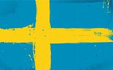 Swedish flag daubed with paint in the style of grunge