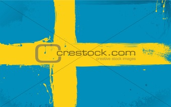 Swedish flag daubed with paint in the style of grunge