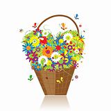 Basket with flowers for your design