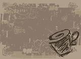 Cup of tea, grunge background for your design