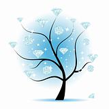 Art tree with diamonds for your design
