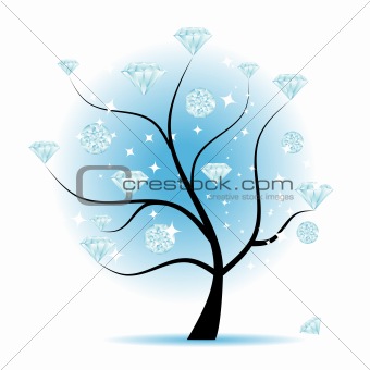 Art tree with diamonds for your design