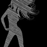 Woman sketch silhouette on black