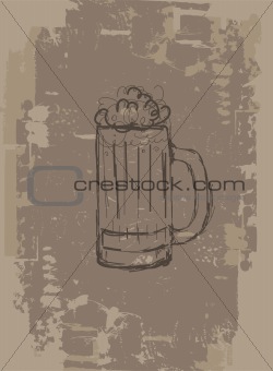 Beer mug, grunge background for your design