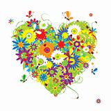 Summer floral heart for your design 