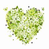 Floral heart shape, summer green