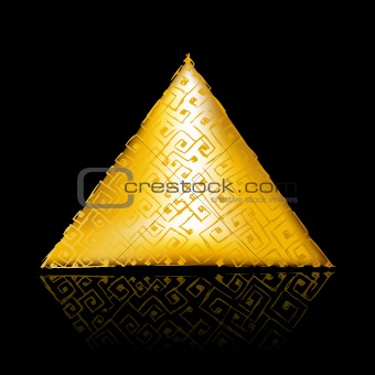 Golden pyramid on black