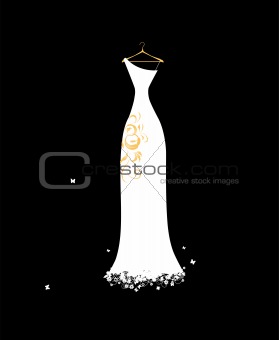 Wedding dress white on hangers