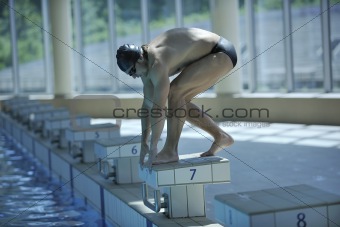 young swimmer ready for start