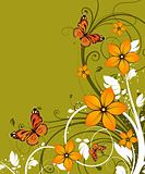 Abstract floral background with butterflies