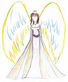 Child's drawing - angel with wings