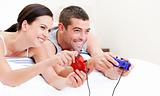 United couple playing video games