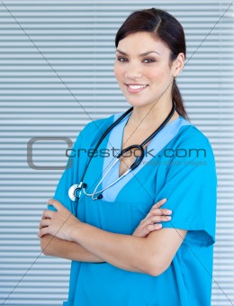 Self-assured female doctor looking at the camera