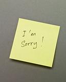 I`m Sorry on an Adhesive Note