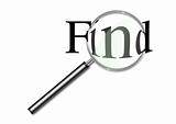 Magnifying glass over the word Find