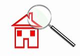 Magnifying glass over a house illustration