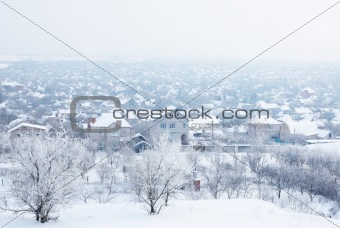Ukrainian village under snow