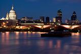 Bridge Blackfriars with St.Paul, Gherkin, City Thames Night London