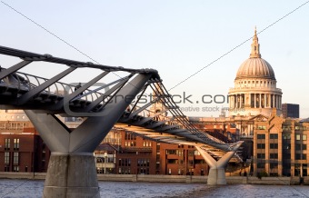 St.Paul Cathedral. From Tate Modern Thames River Millennium Bridge