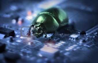Bug on a computer chip