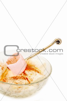 Ice-cream with marshmallow in crystal bowl 
