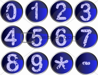 12 Blue Number Buttons