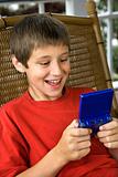 Boy playing video game.