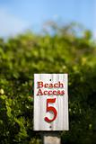Beach access sign on Bald Head Island, North Carolina.