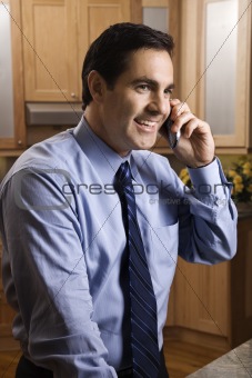 Businessman on cell phone.