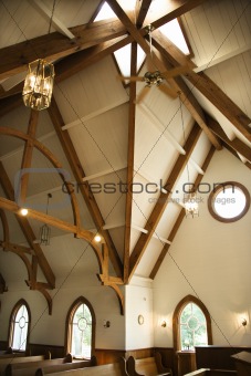 Interior shot of a church.