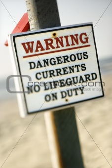 Warning sign at the beach 
