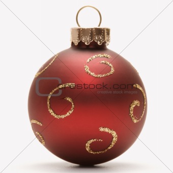 Red Christmas ornament.