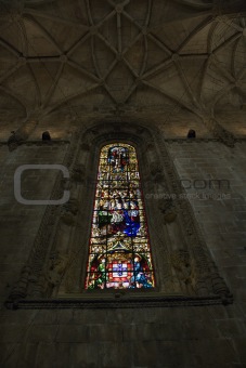 Stained glass window in Lisbon, Portugal.