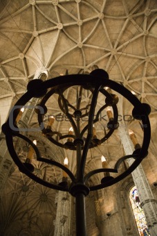 Interior of Mosteiro dos Jeronimos in Lisbon, Portugal.