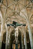 Crucifixion scene in Jeronimos Monastery in Lisbon, Portugal.