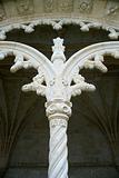 Ornate column on Jeronimos Monastery in Lisbon, Portugal.
